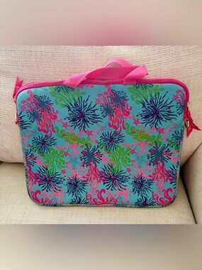Lilly Pulitzer Turquoise, Hot Pink & Navy Neoprene Laptop Bag